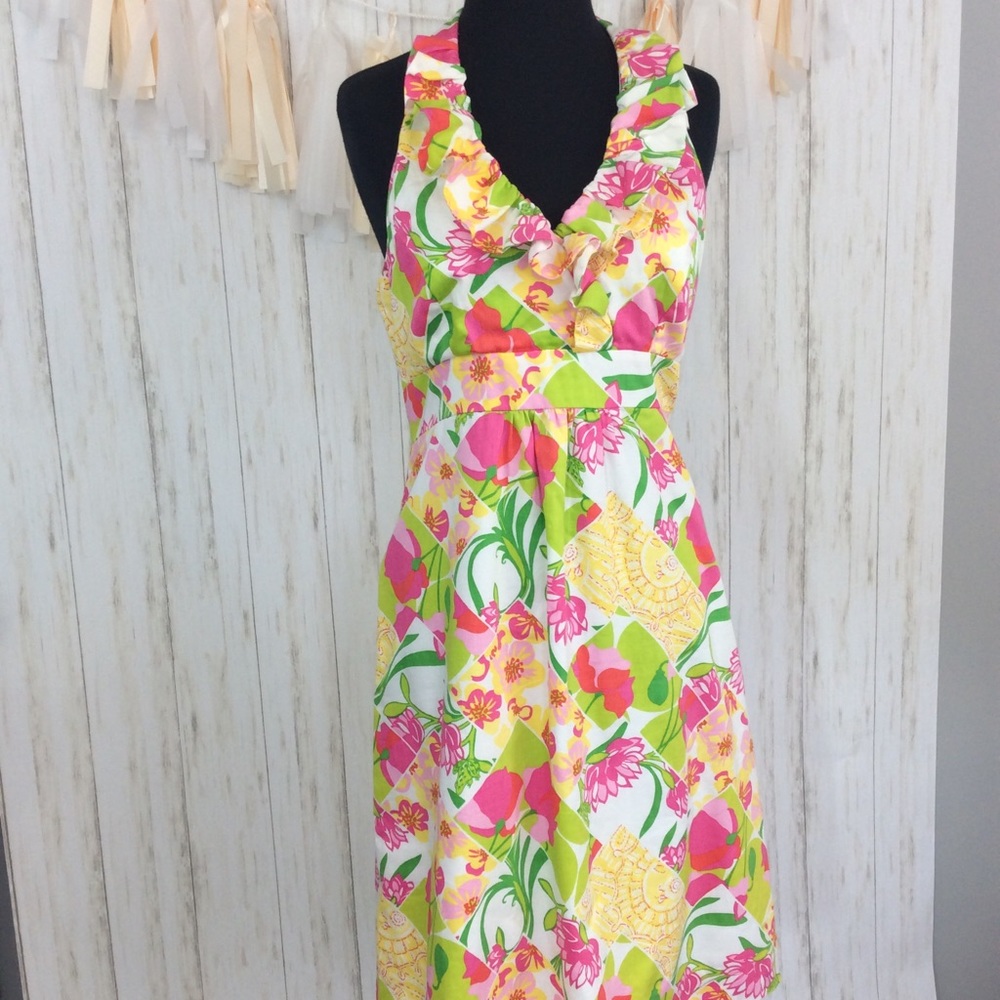 Lilly Pulitzer Patchwork Halter Dress Sz 6